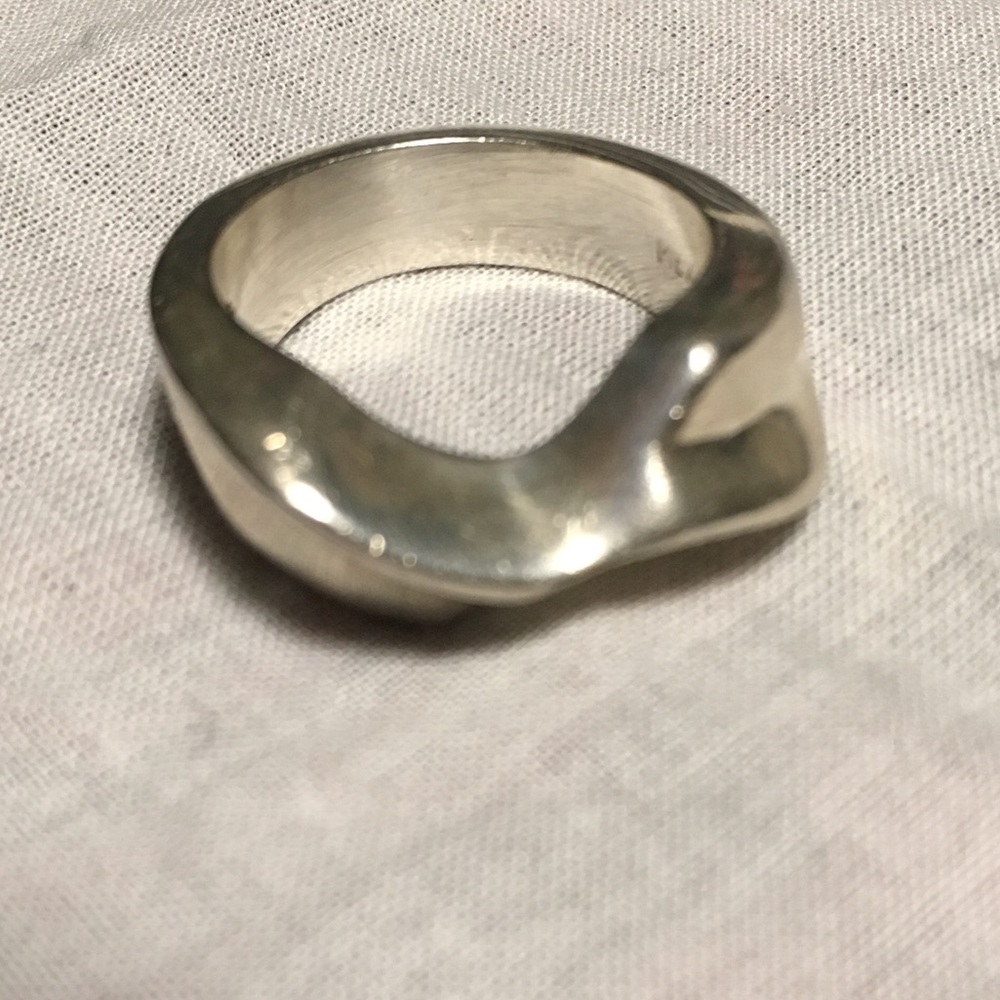 Vintage silver curved ring, Mexico stamped